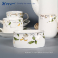 Pure White Logo Custom Fine Fine Porcelain Antique Coffee And Tea Set 15 pcs